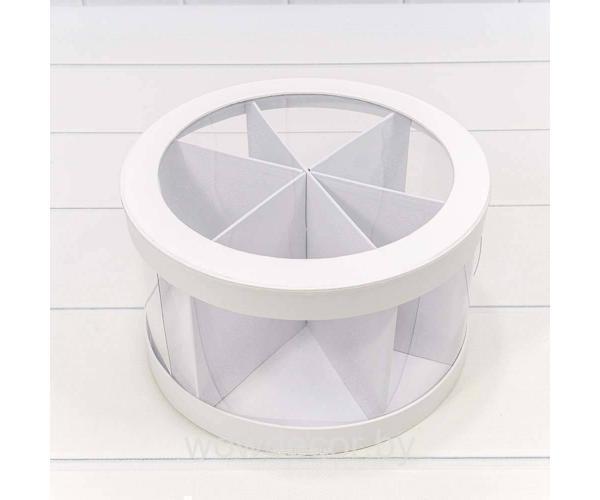 Коробка сборная круглая с окошком 25*25*15см, белый