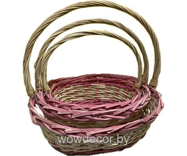 Набор корзин плетеных (ива), 3 шт. розовый