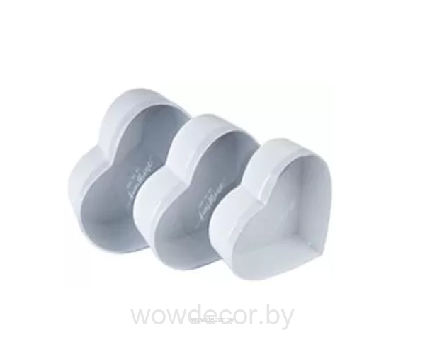 Набор коробок "Сердце", с прозр. крышкой, 3 шт., белый