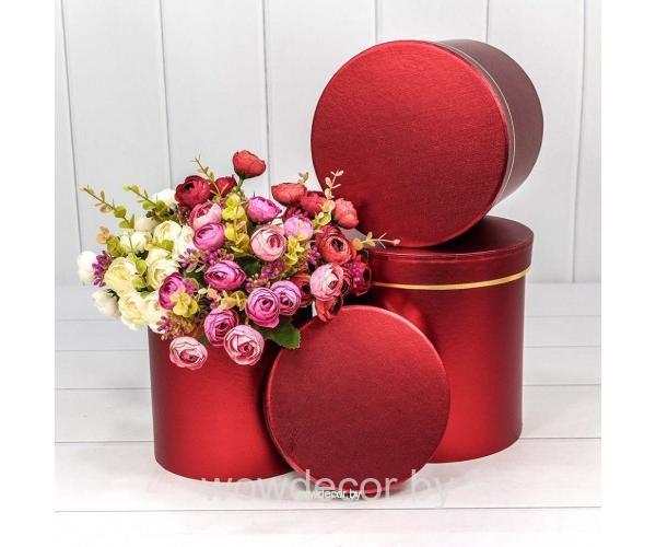 Коробки Цилиндр Набор 3 в 1 19,5*19 "Металл" Красный