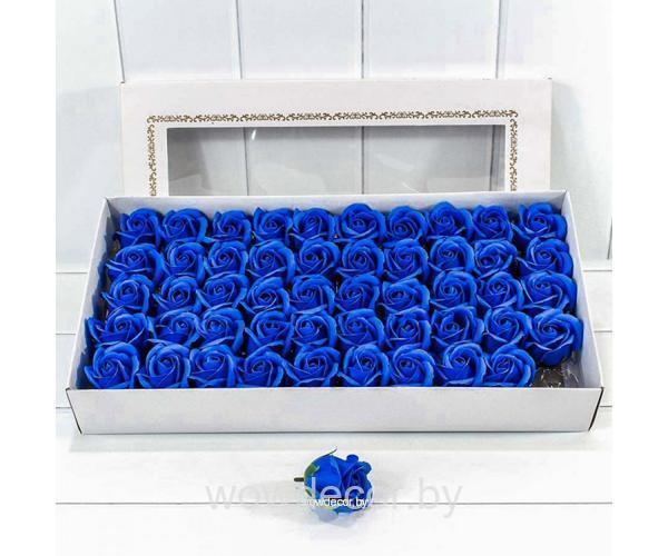 Декоративный цветок-мыло "Роза" класс А Синий 5,5*4 50шт. 1/20 Арт: 420055/13