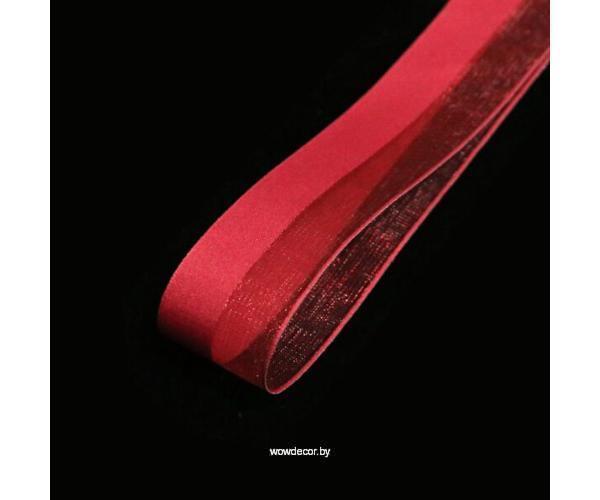 Лента декоративная "Половинки", полиэстер, 26 мм х 20 ярд., красный