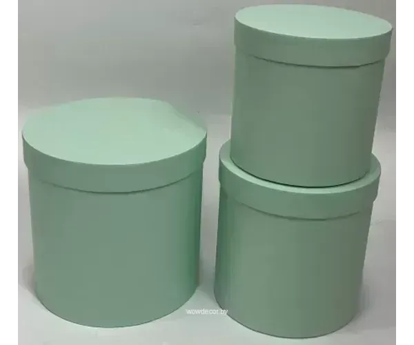 Набор коробок с крышкой,19,5х19 см, 17,5х17 см, 15,5х15 см, 3 шт., пастельно-мятный