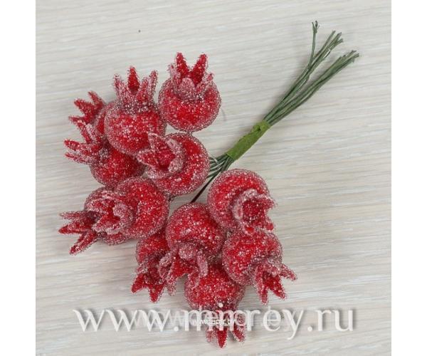Связка гранатов на проволоке, D1,7, 12 шт., красный