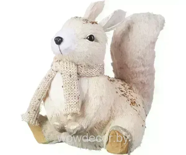 Декоративная новогодняя Фигурка Белочка, 20x22x23 см, молочный