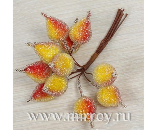 Связка груш на проволоке, 1,7х2,2 см, 12 шт., желтый