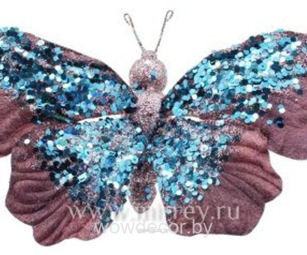 Декоративная бабочка с глиттером, 12*24 см, 1 шт., сиреневый