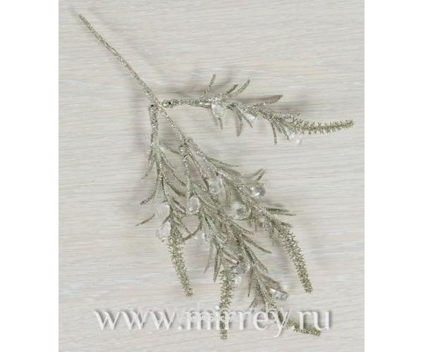 Ветка декоративная, 25 см. с кристалликами, шампань_