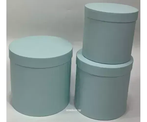Набор коробок с крышкой,19,5х19 см, 17,5х17 см, 15,5х15 см, 3 шт., нежно-голубой