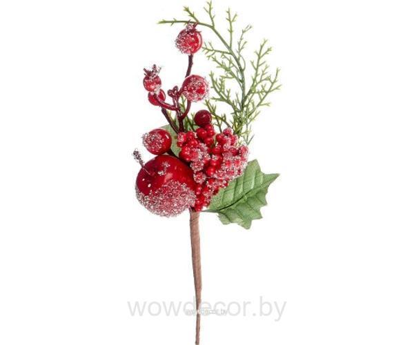 Ветка с красными ягодами и яблоком, 23 см