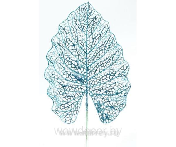 Декоративный лист ажурная Калатея 34*15 см, 1 шт., бирюзовый